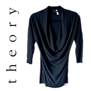 THEORY Lightweight Black Cowl Neck Sweater